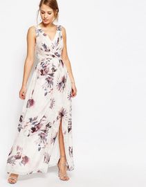 women maxi dress floral print chiffon split long dresses
