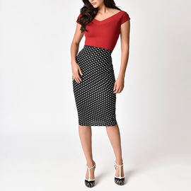 Wanita polka dot 3/4 rok formal